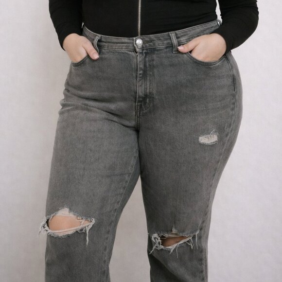 Good American Denim - Good American Distressed Gray Jeans Size 18 – Stretch Denim Skinny Fit